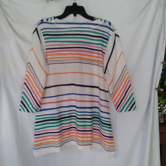 Peck And Peck Tunic Blouse Womens Size L Multi Colored Mid Sleeve Button Down - Picture 3 of 6